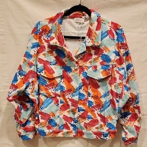 Emily Wonder Vibrant Patterned Top Button Down Corduroy Artsy Jacket